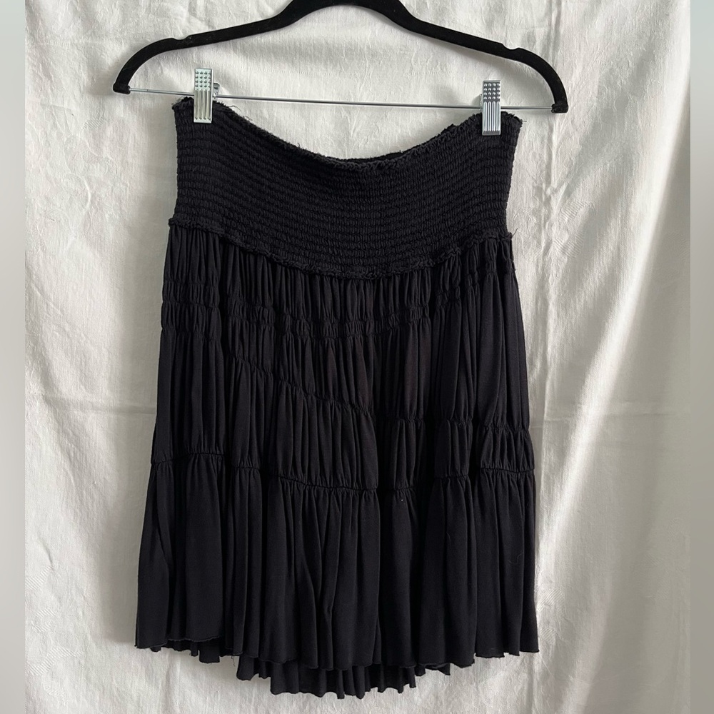 Free People Boho Mini Skirt Black (size JUNIOR Large)